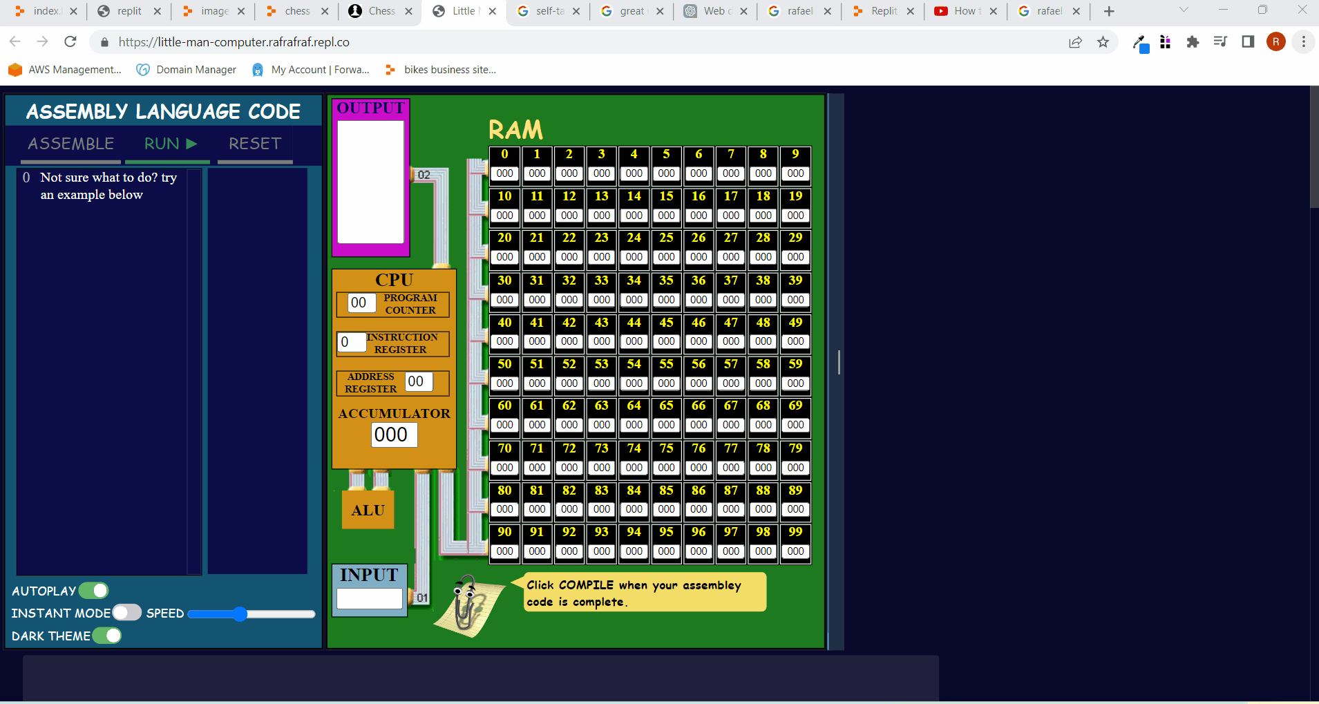 preview of little man computer emulator